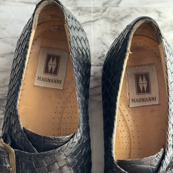 Magnanni Black Crocodile Leather Woven Monk Strap Dress Loafers Mens Size 9 M - Picture 12 of 12